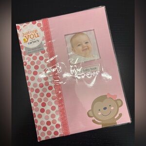 Carter's Pink Baby Memory Book with Monkey Accent